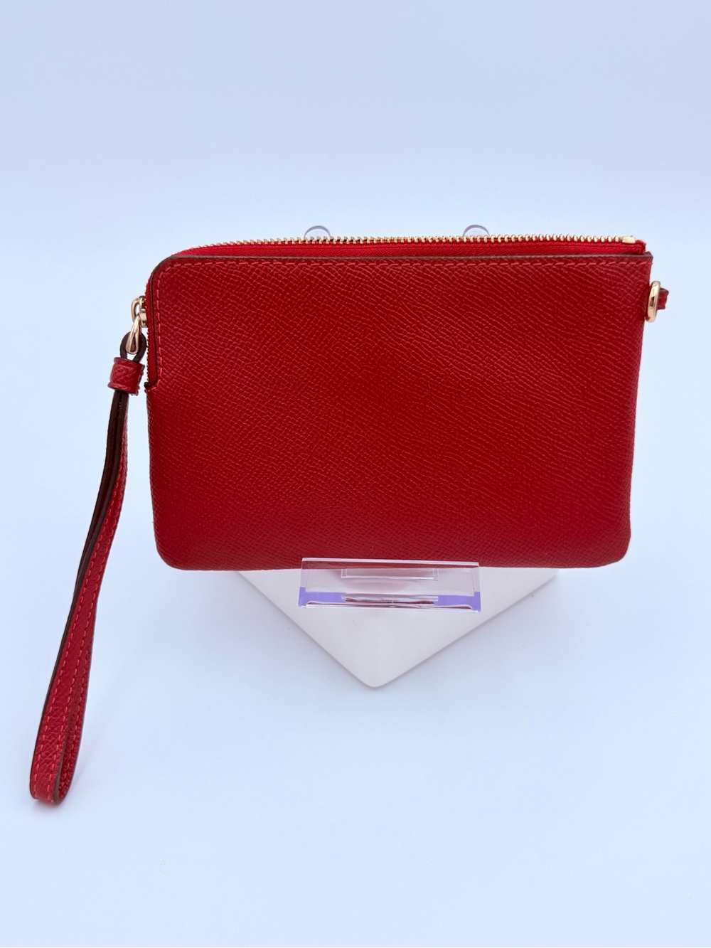 Coach Corner Zip Pebble Leather Wristlet - Picture 2 of 6